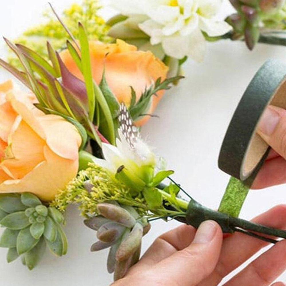 12 Pcs Green Crepe Paper Floral Tape for Bouquet Stem Wrapping and Crafts