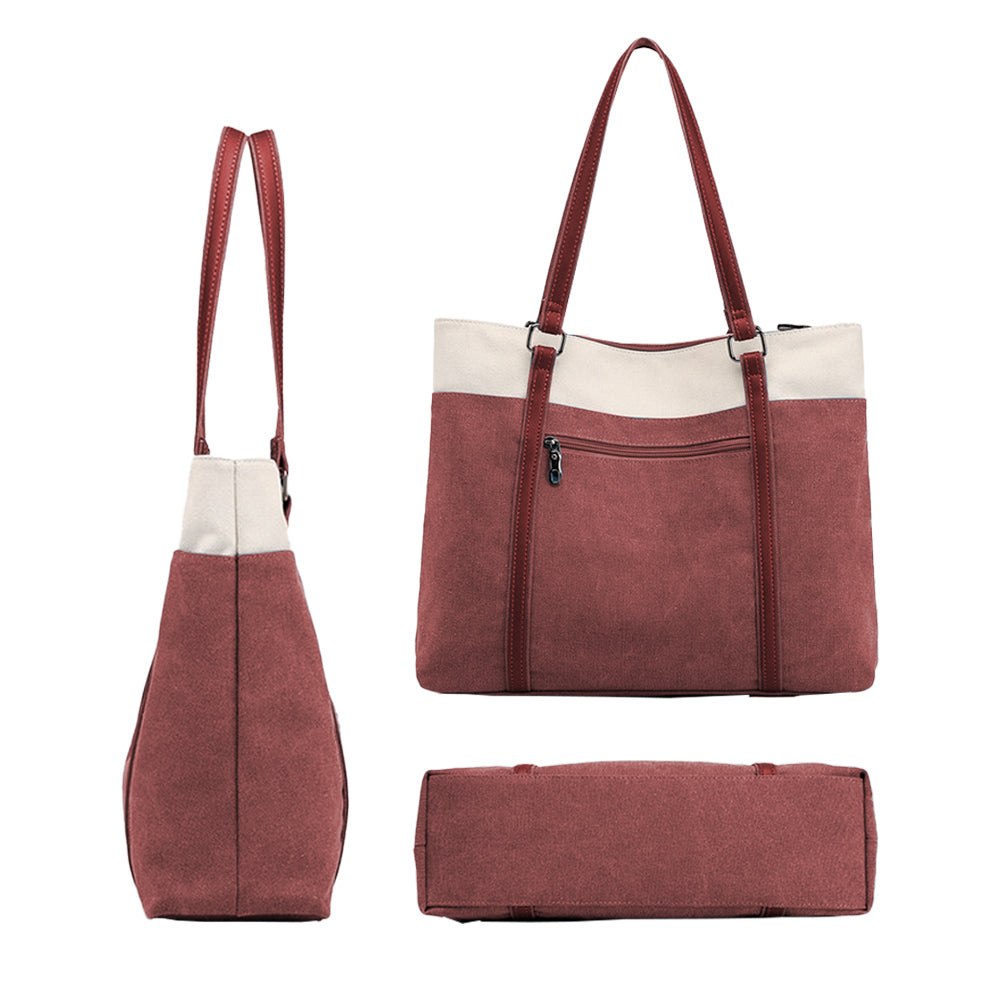 Women Laptop Tote Bag Canvas Handbag 15.6 Inch Work Shoulder Bag