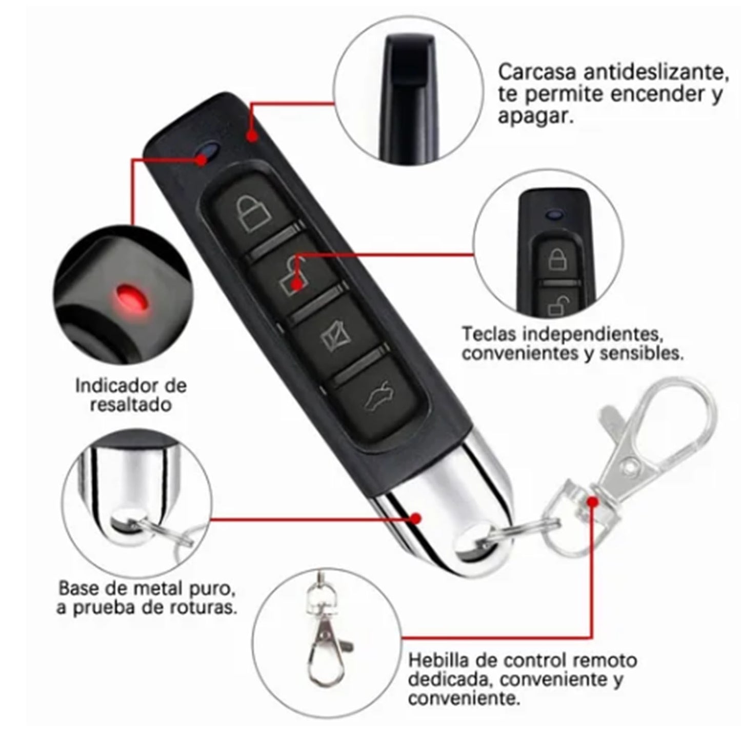 Wireless Remote Control Key Fob 4 Buttons 433MHz Copy Remote Control for Electric Gate Garage Door
