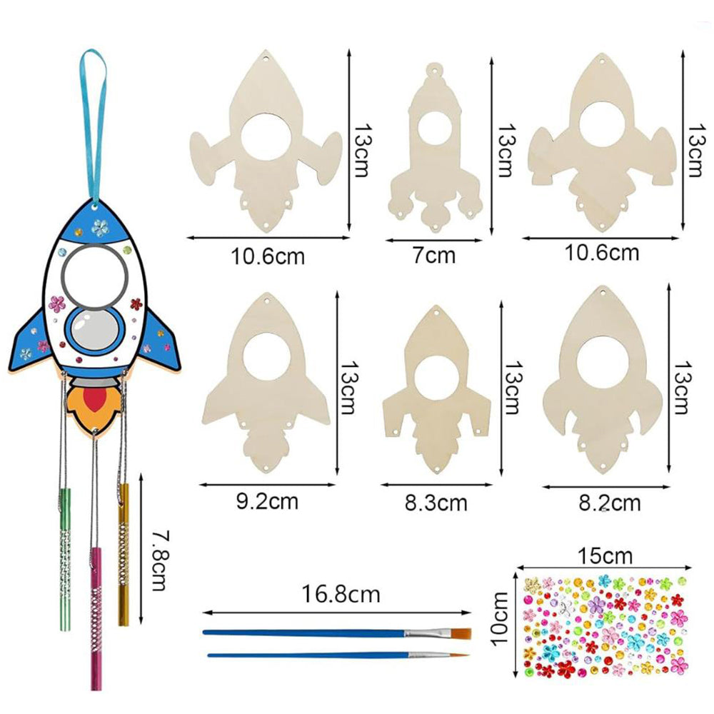 3D Rotating Rocket Wind Chime Kit for Kids Make Your Own Wind Chime Wooden Arts