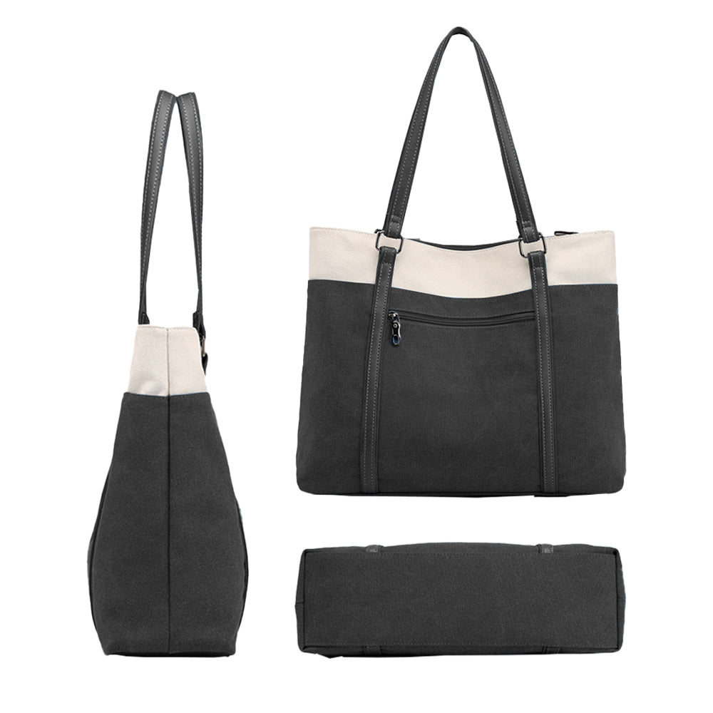 Women Laptop Tote Bag Canvas Handbag 15.6 Inch Work Shoulder Bag