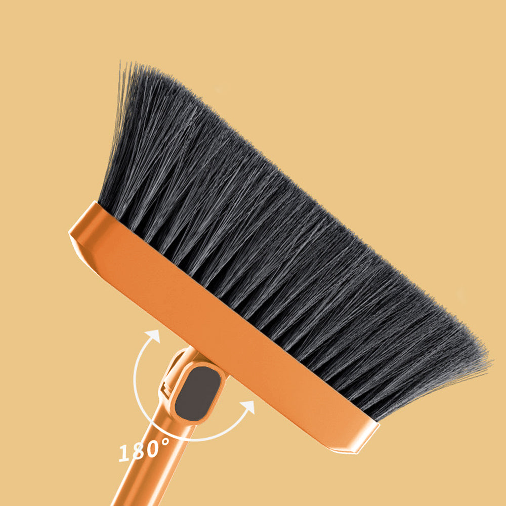 3Pcs Set of Plastic Broom with Foldable Standing Dustpan and Scraper Broom