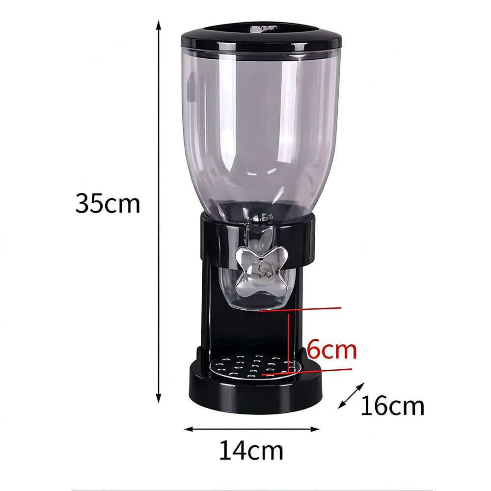 Rotating Grain Storage Dispenser with Sealed Lid and Removable Tray