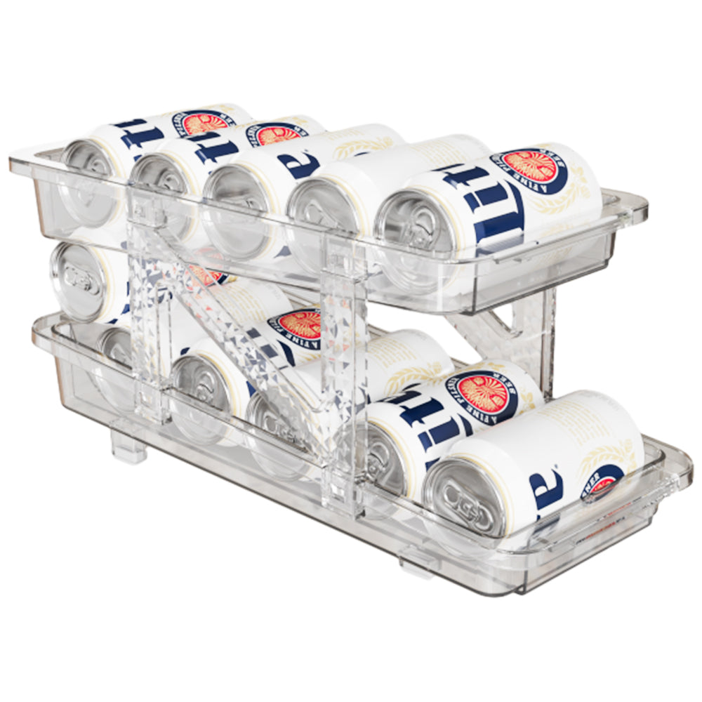 Refrigerator Organizer Bin Adjustable Width Soda Can Storage Rack Container Drink Dispenser