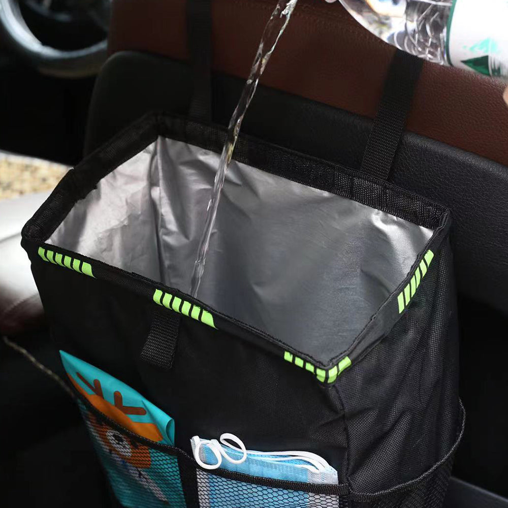 Water-Resistant Car Back Seat Trash Can Hanging Organizer Bag