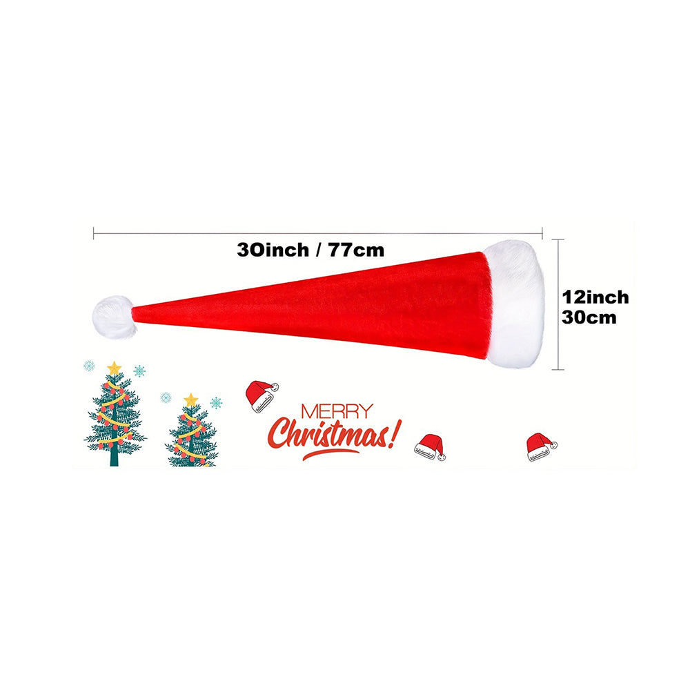 77cm Long Christmas Hat Plush Santa Claus Hat Red and White Xmas Party Costume Cap
