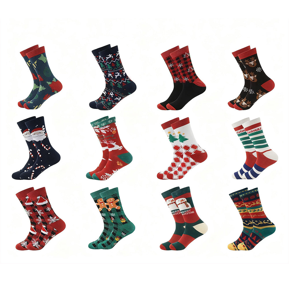 12 Pairs Christmas Sock Advent Calendar 24 Days Countdown Calendar