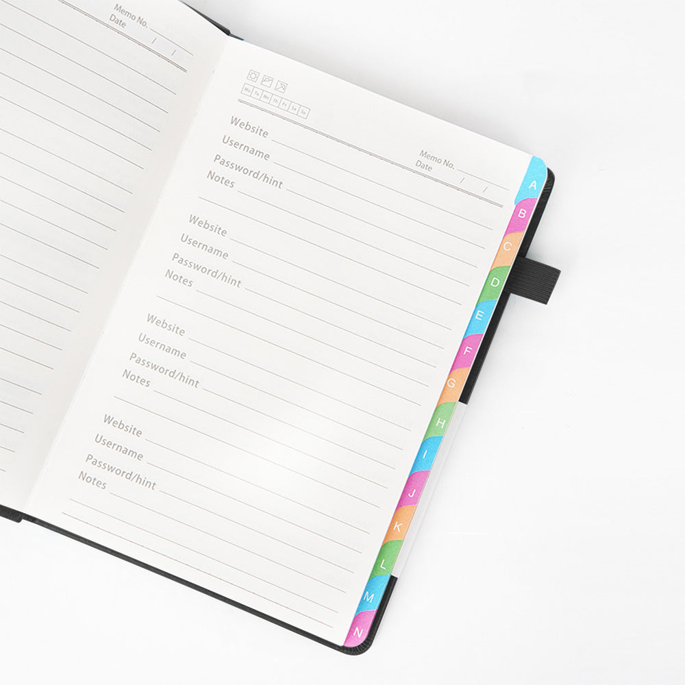 Password Keeper Book with A to Z Alphabet Tabs and Elastic Closure