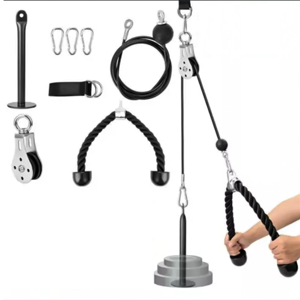 Home Gym Weight Pulley System Cable Machine Attachment Arm Strength Training Kit Black