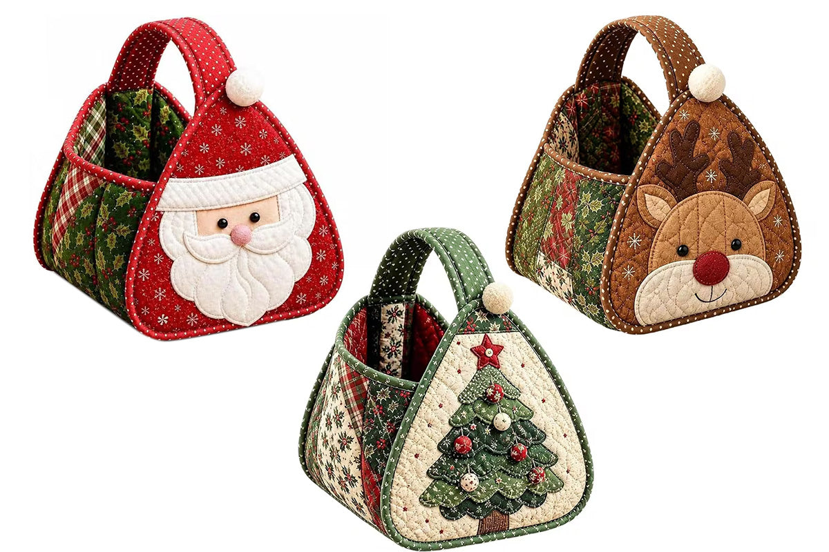 DIY Christmas Patchwork Basket Sewing Kit Fabric Quilting Craft Kit
