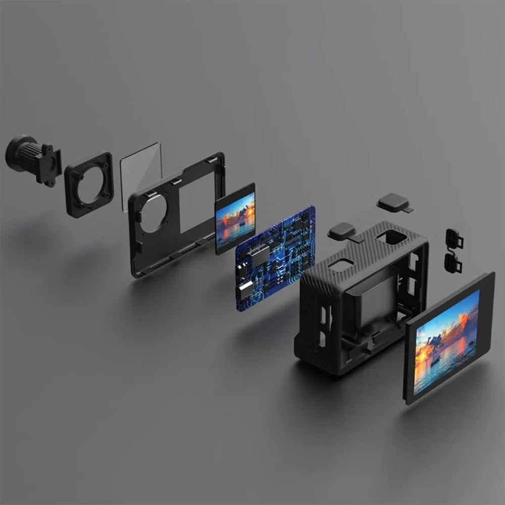 5K 6K 8K 30FPS Action Camera with Waterproof Case Dual Screens and EIS Stabilization