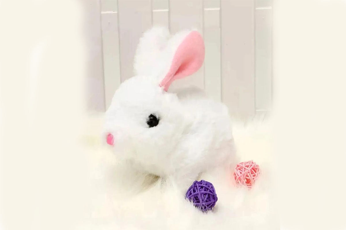 Interactive Realistic Bunny Toy with Walking and Wagging Ears