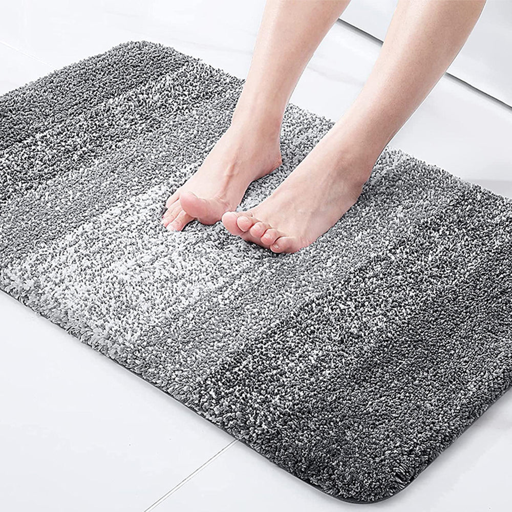 Gradient Stripe Microfiber Bath Mat Absorbent Quick Dry Bathroom Rug with Rubber Backing Machine Washable