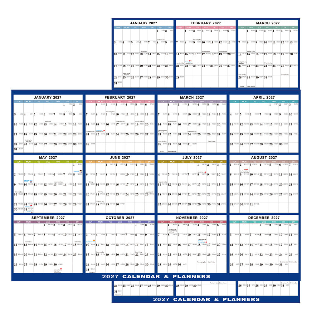 2027 Double Sided Dry Erase Wall Planner Calendar 88 x 59cm
