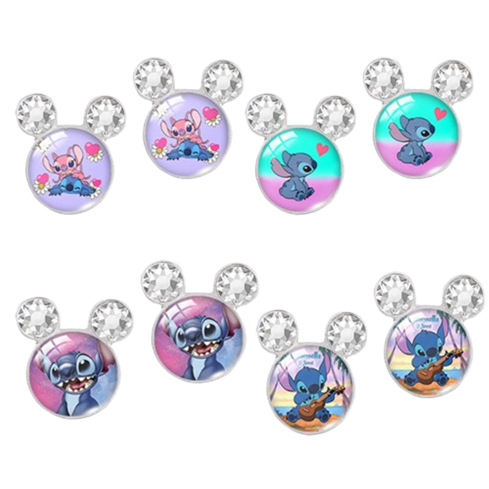 2 Pairs Stitch & Lilo Inspired Faux Crystal Earrings