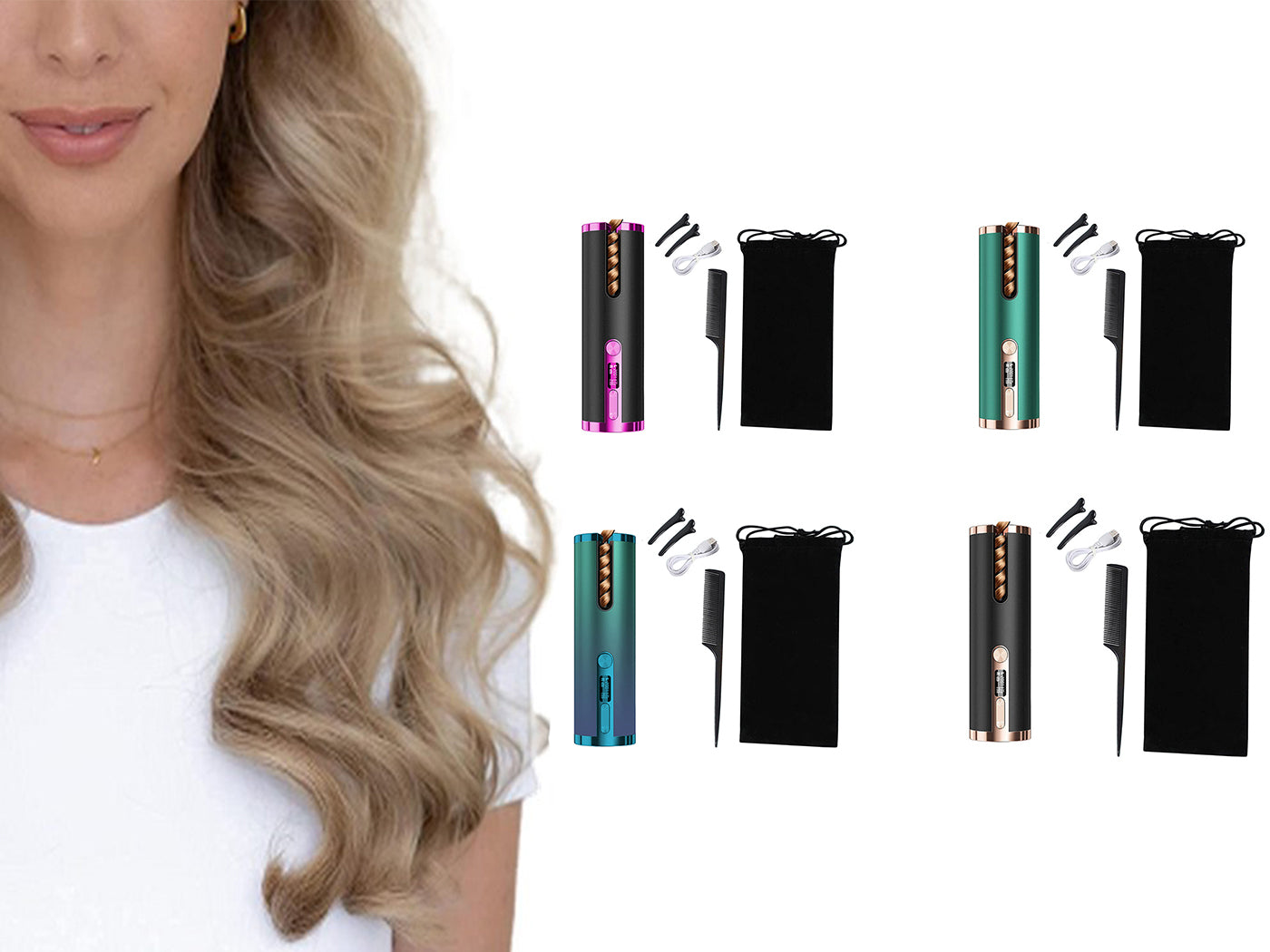 Cordless USB Rechargeable Auto Rotating Hair Curler