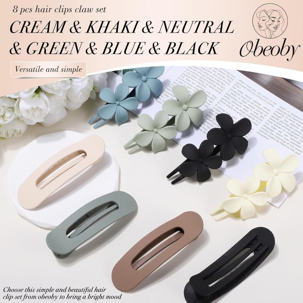 8 Piece Hair Clip Set with Flower Design for Women Girls