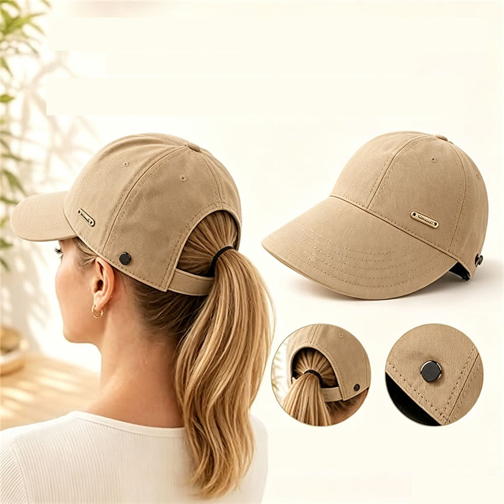Wide Brim Quick Dry Foldable Sun Hat with Ponytail Opening and Hook