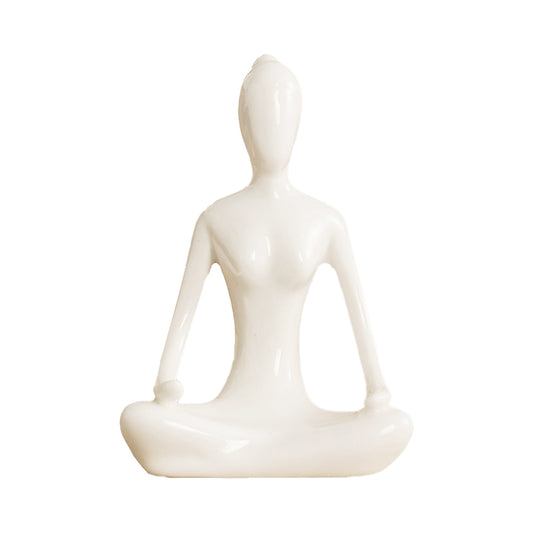 White Ceramic Yoga Pose Statue Sculpture-Meditation