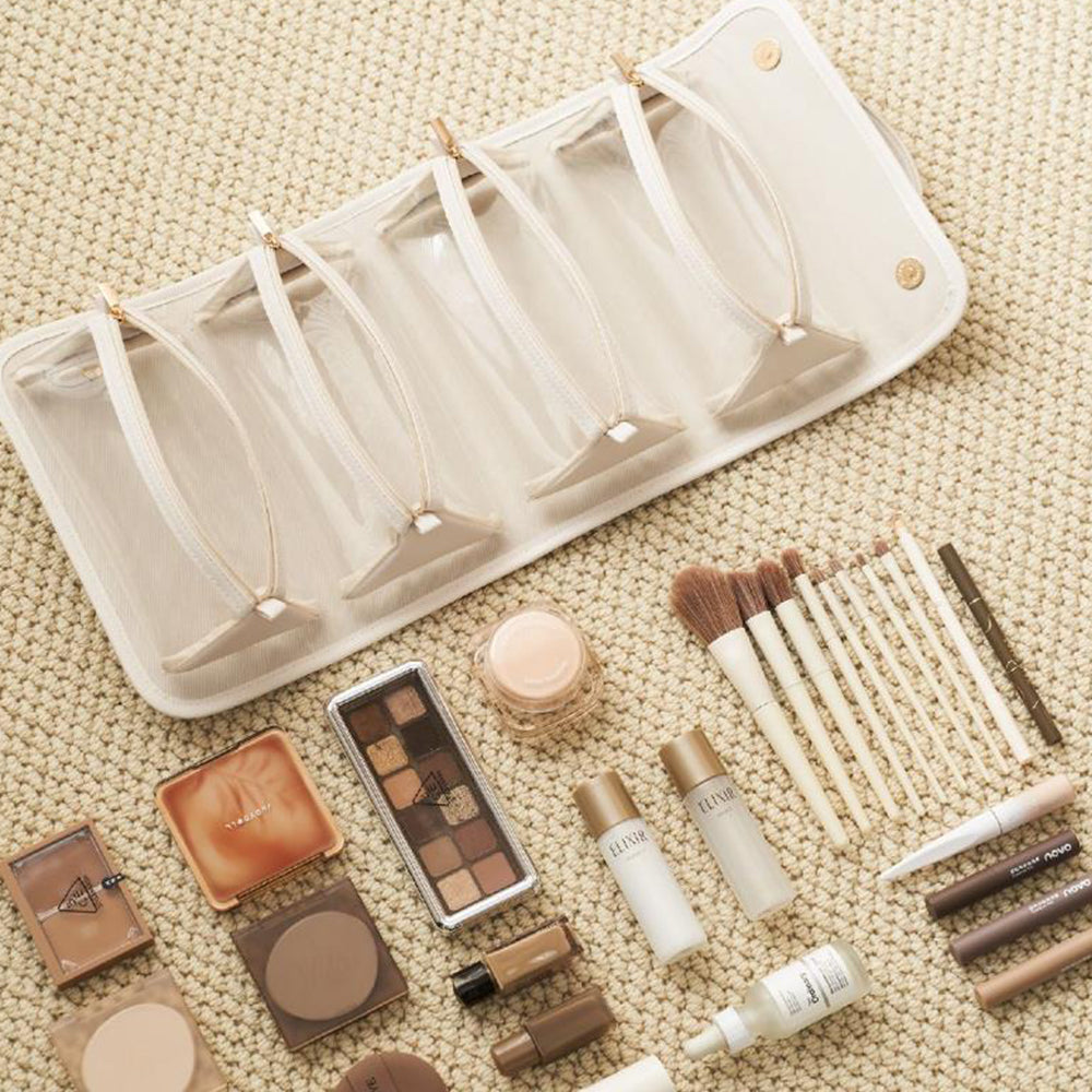 2Pcs Large Capacity Travel Cosmetic Bag with Divider Pouch
