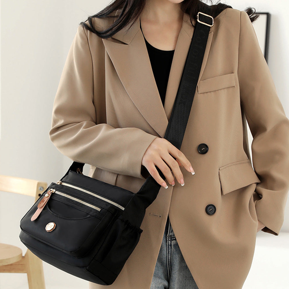 Multi-Pocket Splash-Proof Nylon Crossbody Shoulder Bag