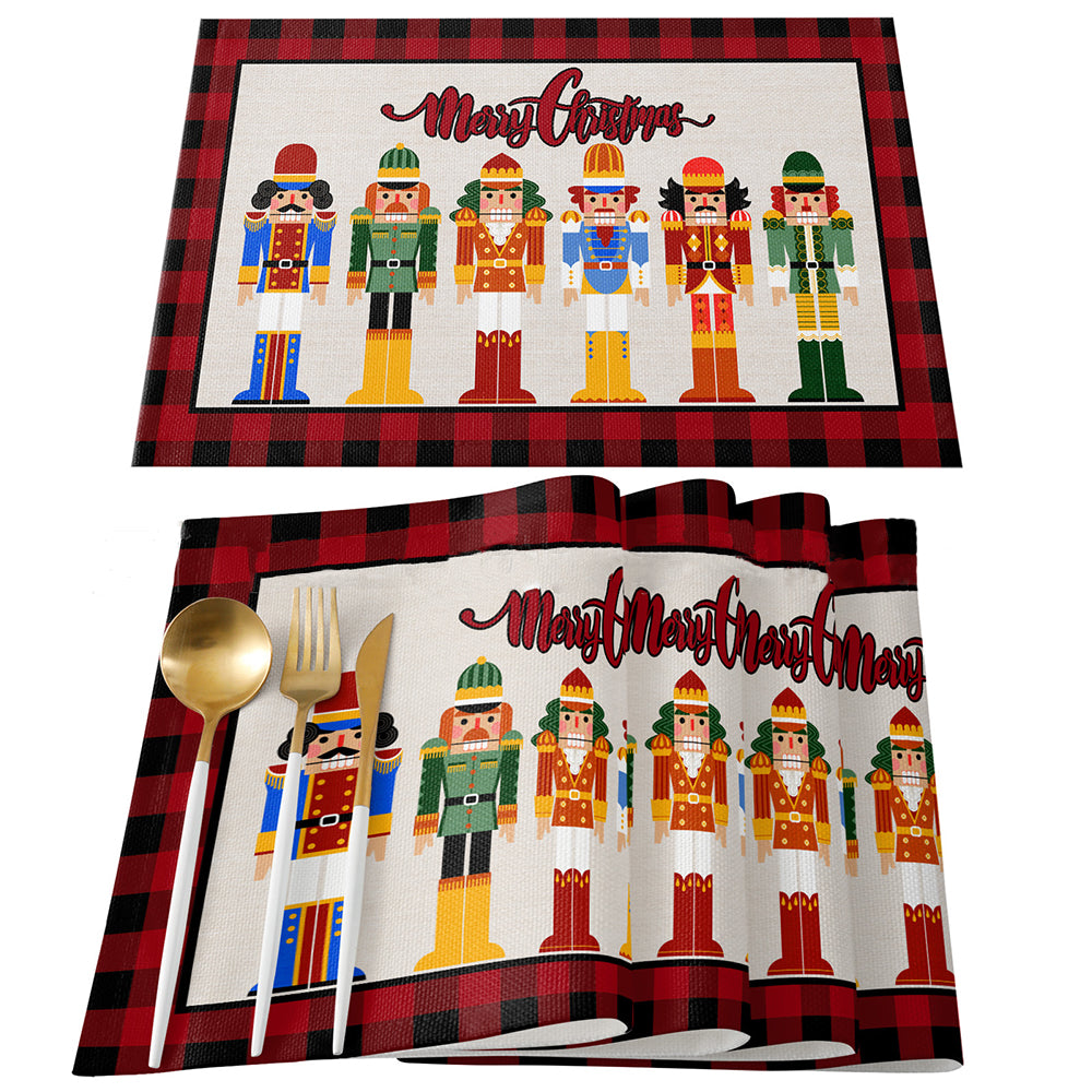 Christmas Nutcracker Soldier Table Runner with 4Pcs Placemats