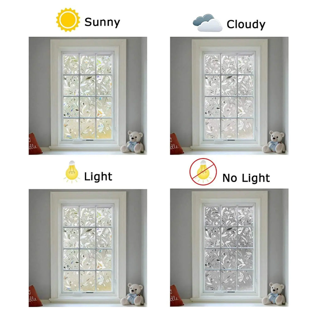 2Pcs 3D Rainbow Reflective Privacy Static Clings Window Film