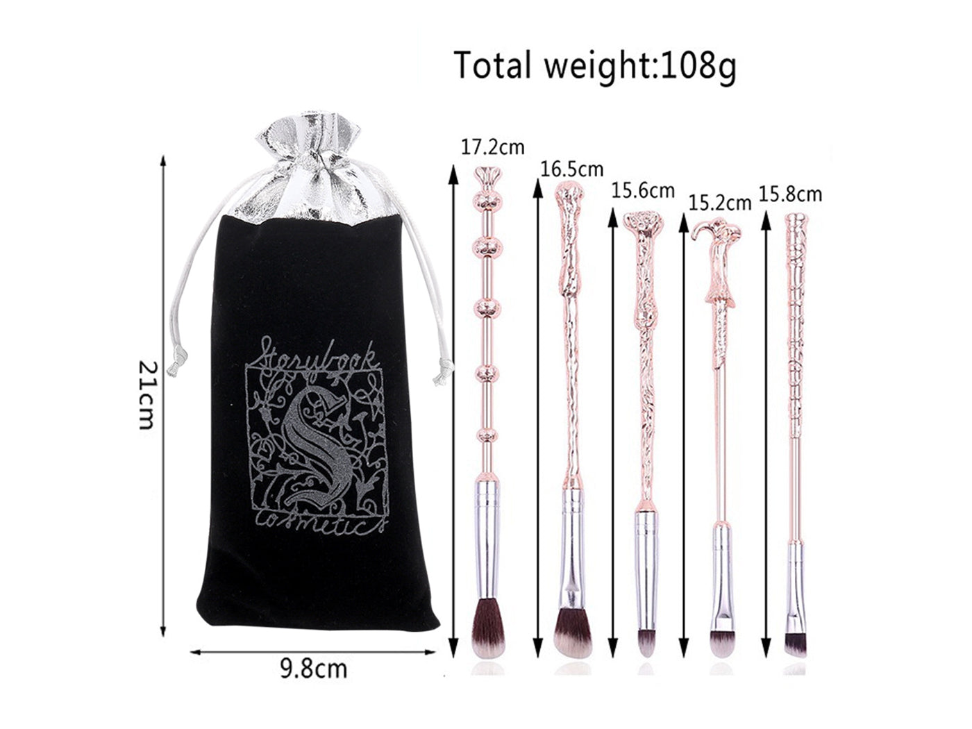 5Pcs Harry Potter Inspired Magic Wand Makeup Brush Set