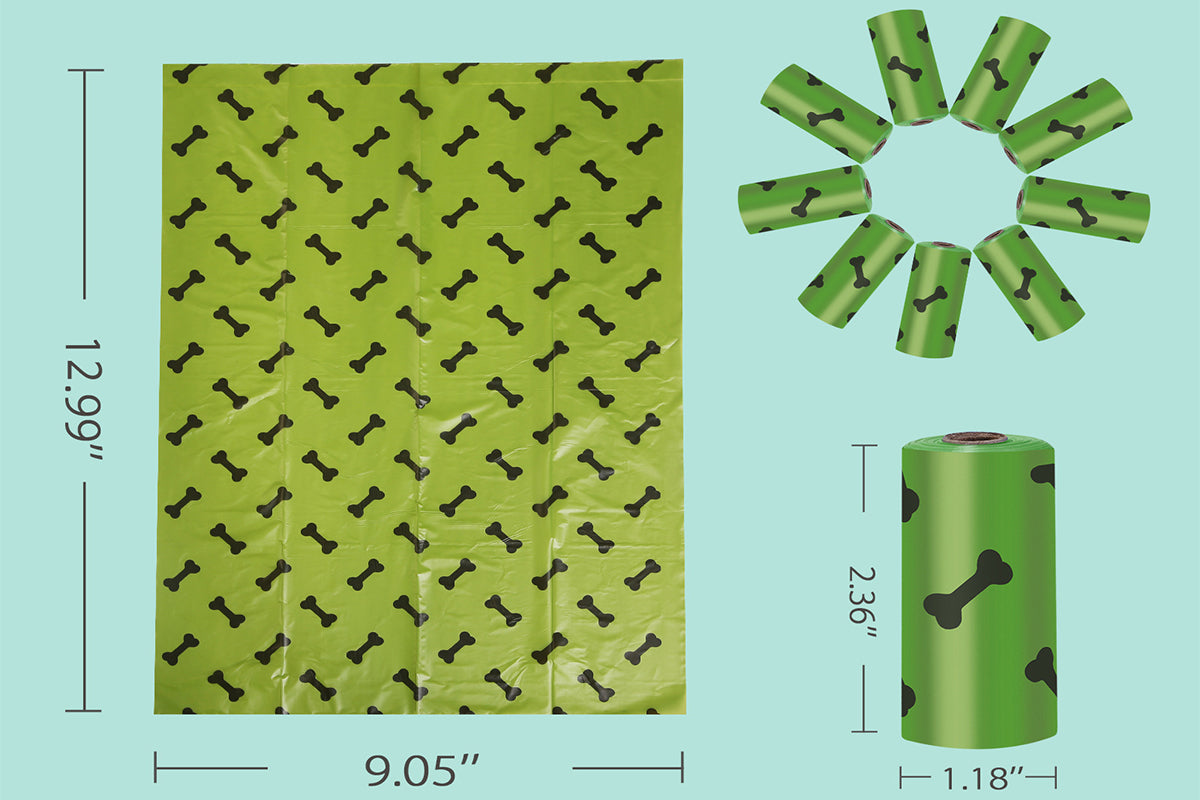 18 Rolls of EPI Degradable Waste Bags with Storage Organizer and Hands-Free Clip for Pets