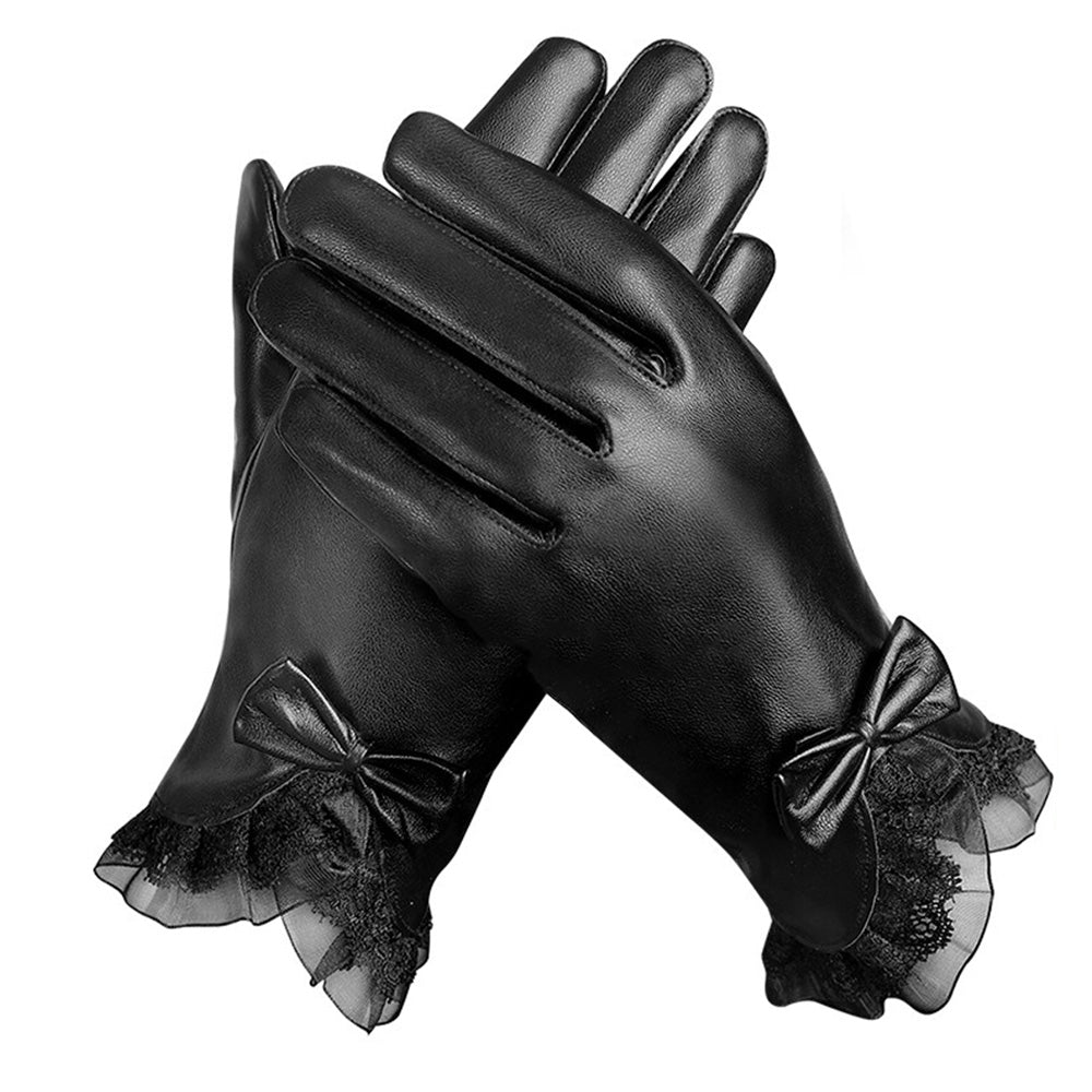 Womens Winter PU Leather Touchscreen Gloves Texting Warm Driving Gloves