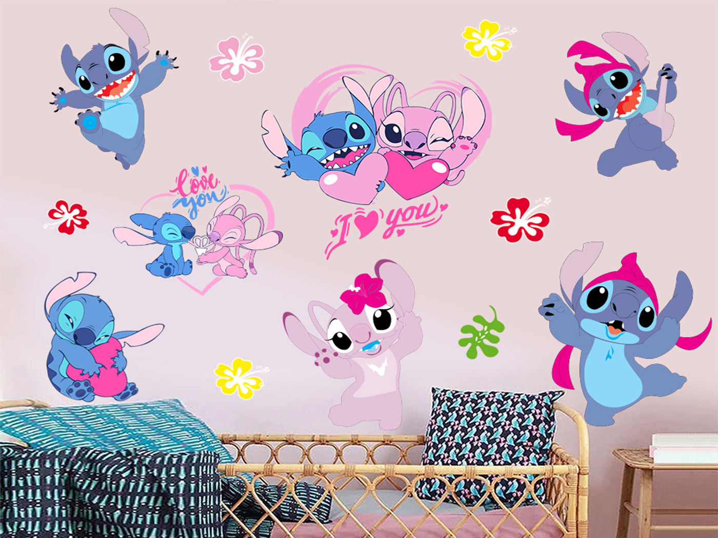 2Pcs Stitch Inspired PVC DIY Removable Wall Stickers