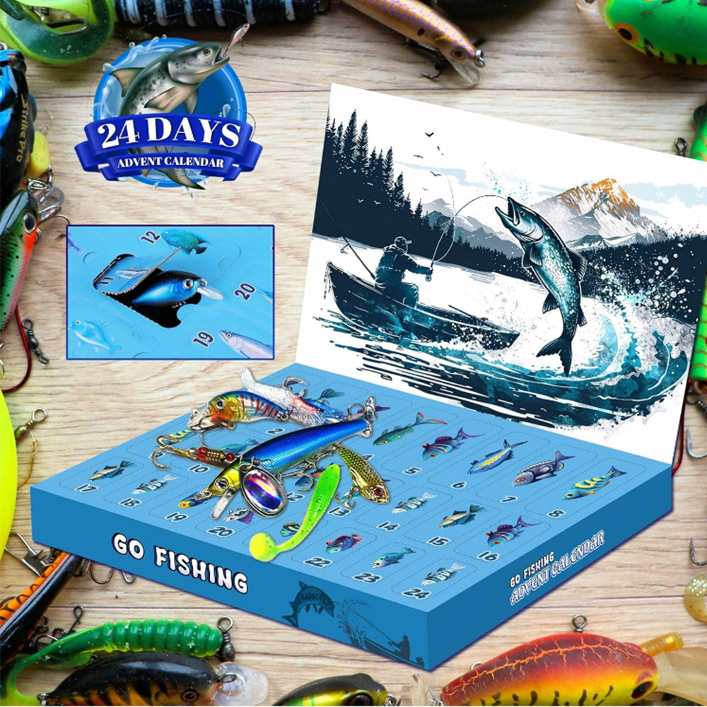 24 Days Christmas Countdown Fish Tackle Set Christmas Advent Calendar Fishing Lures Set