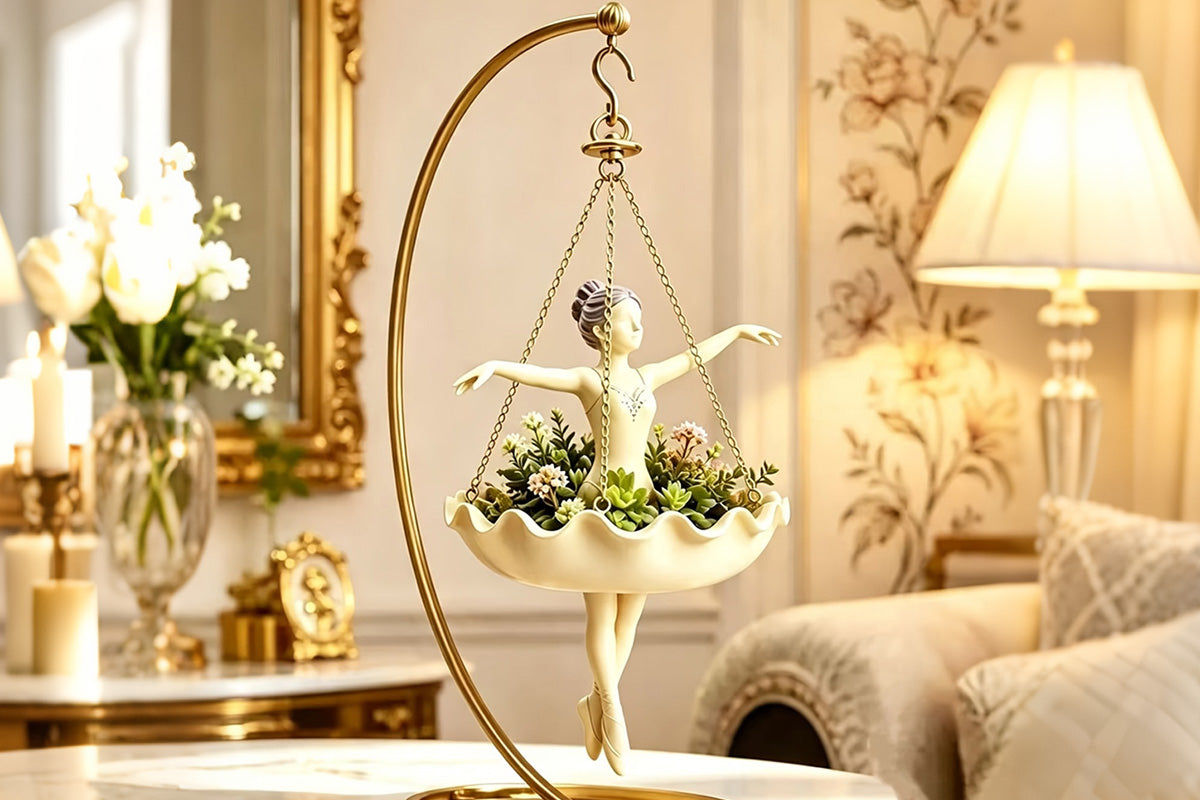 Resin Ballerina Hanging Planter Pot Hanging Flower Basket Home Decoration