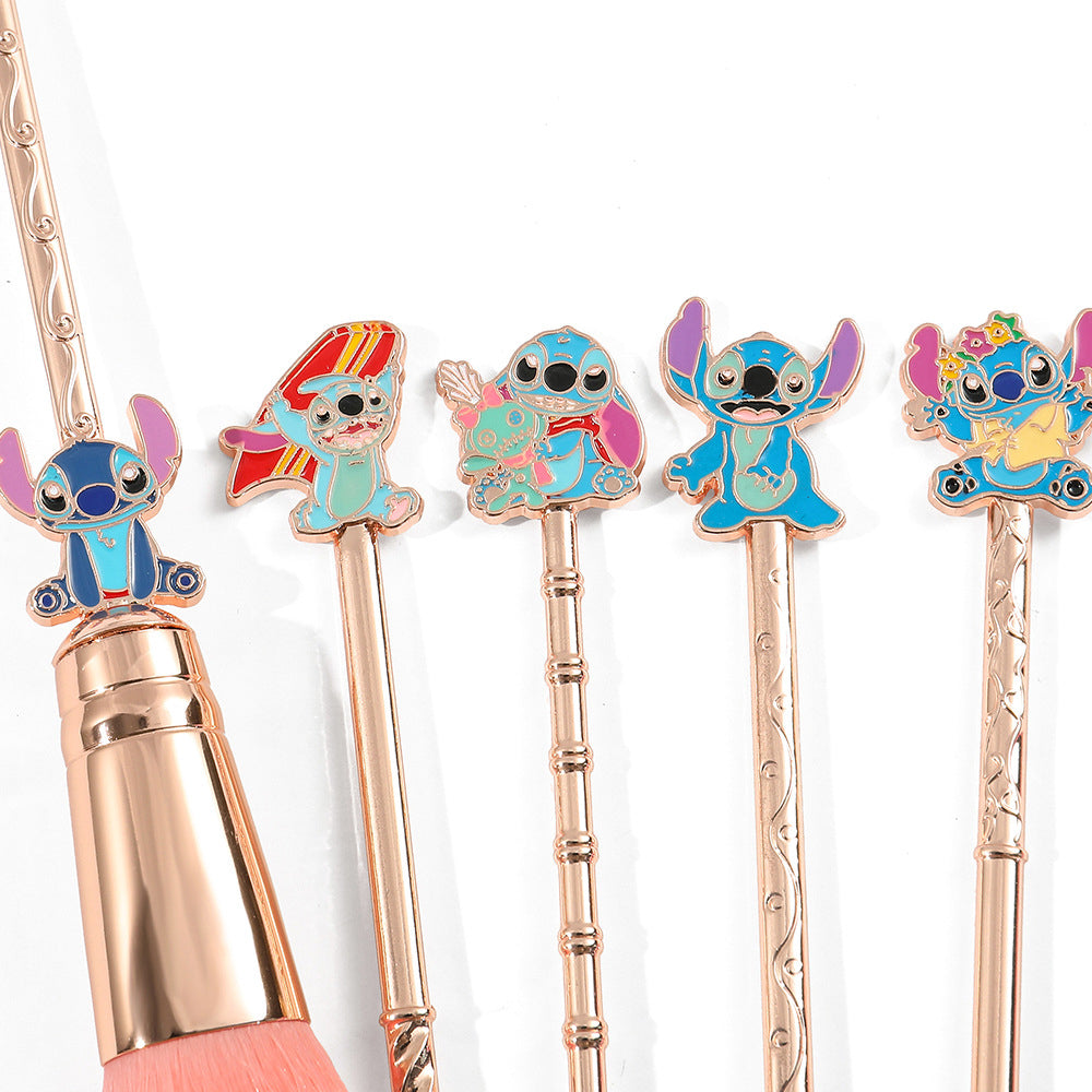 Stitch Inspired 5Pcs Makeup Brushes Set with Drawstring Bag
