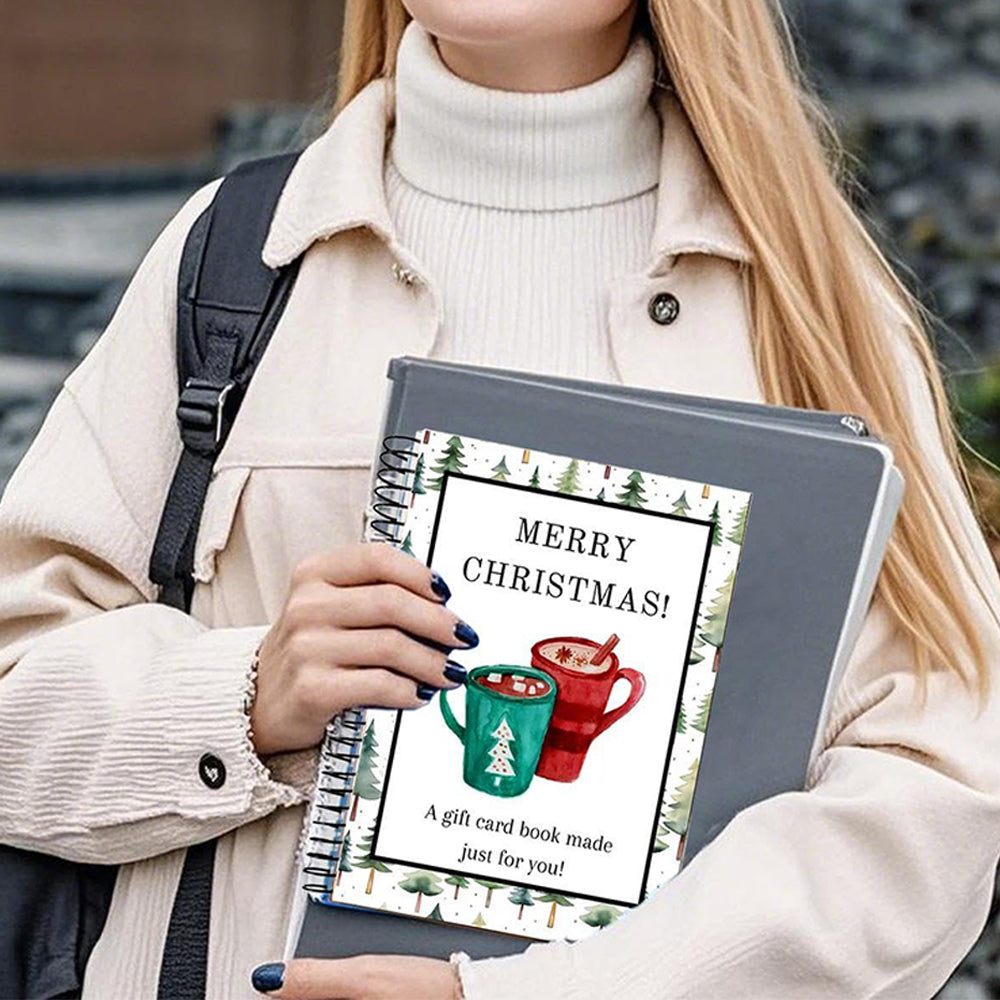 Christmas Gift Card Book 38 Pages Spiral Bound Holder Holiday Keepsake