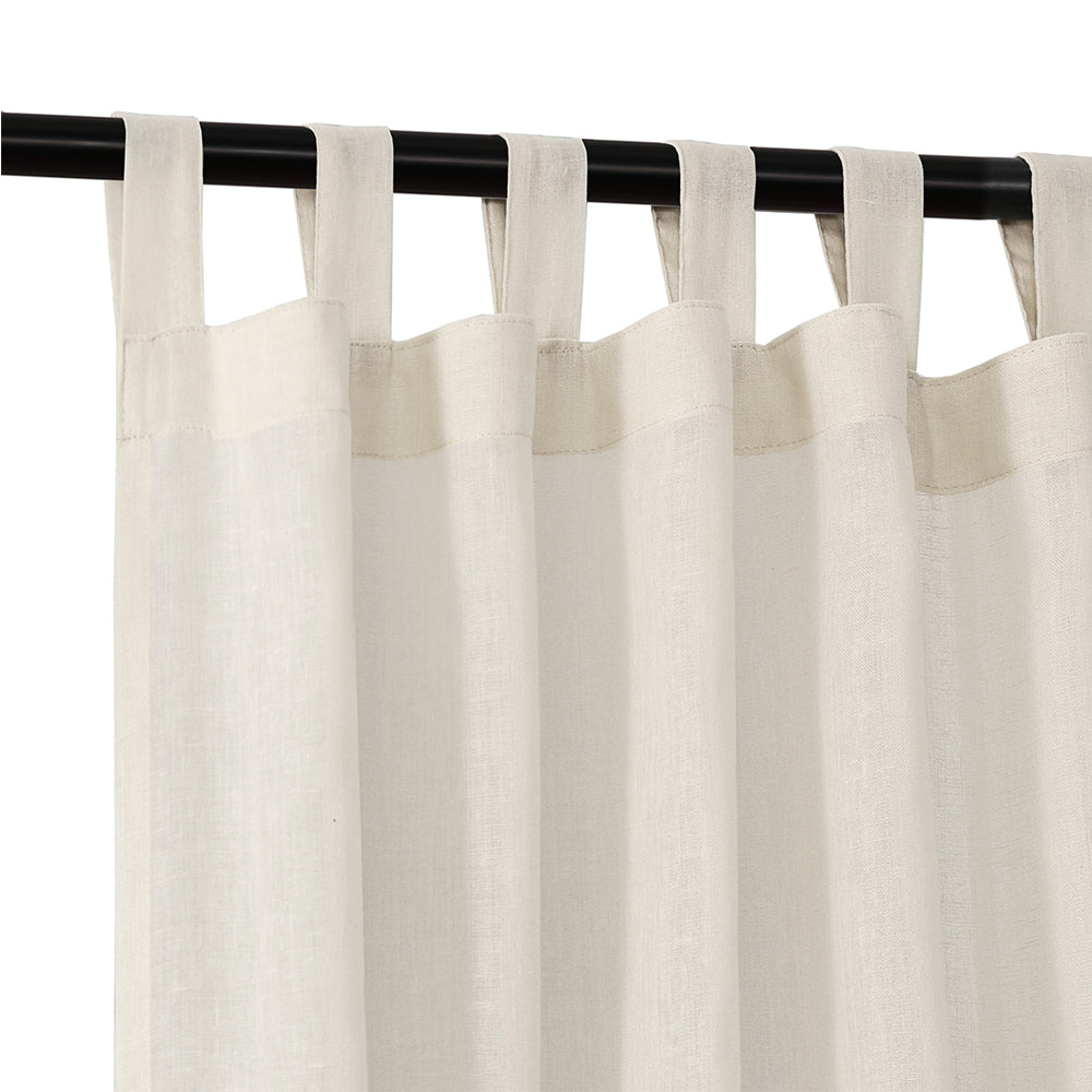 2Pcs Linen Sheer Curtains Living Room Privacy Draperies-Beige
