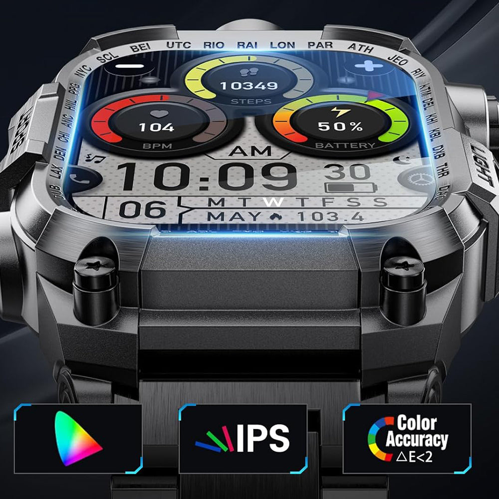 Smart Watch with LED Flashlight for Men Call Heart Rate Water-Resistant Sport Smartwatch
