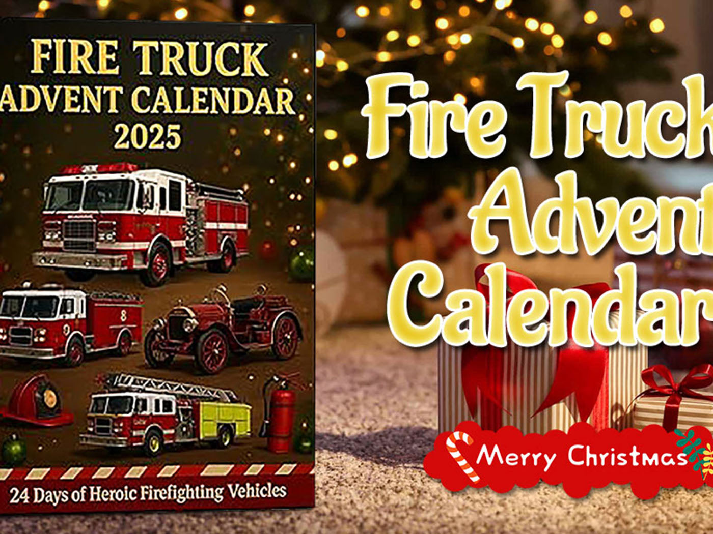 24-Days of 2D Flat Acrylic Fire Truck Christmas Advent Calendar