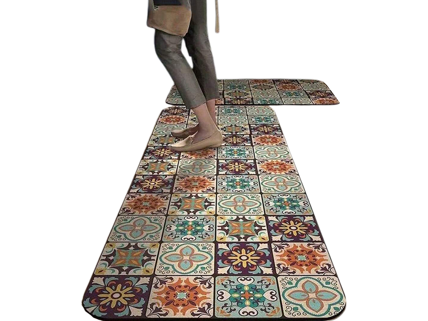 2Pcs Non-Slip Kitchen Floor Mats Set