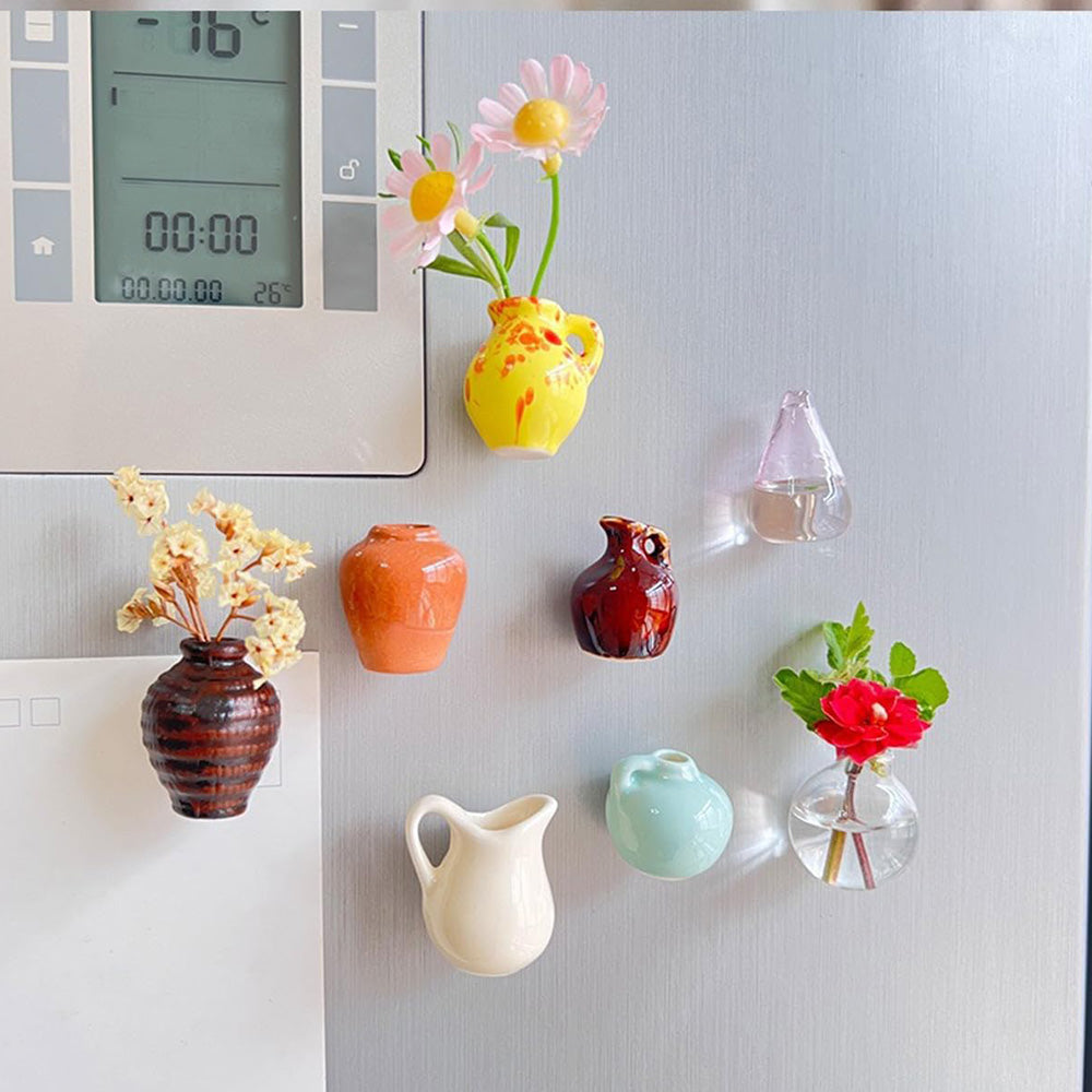 8PCS Mini 3D Ceramic Vase Fridge Magnets