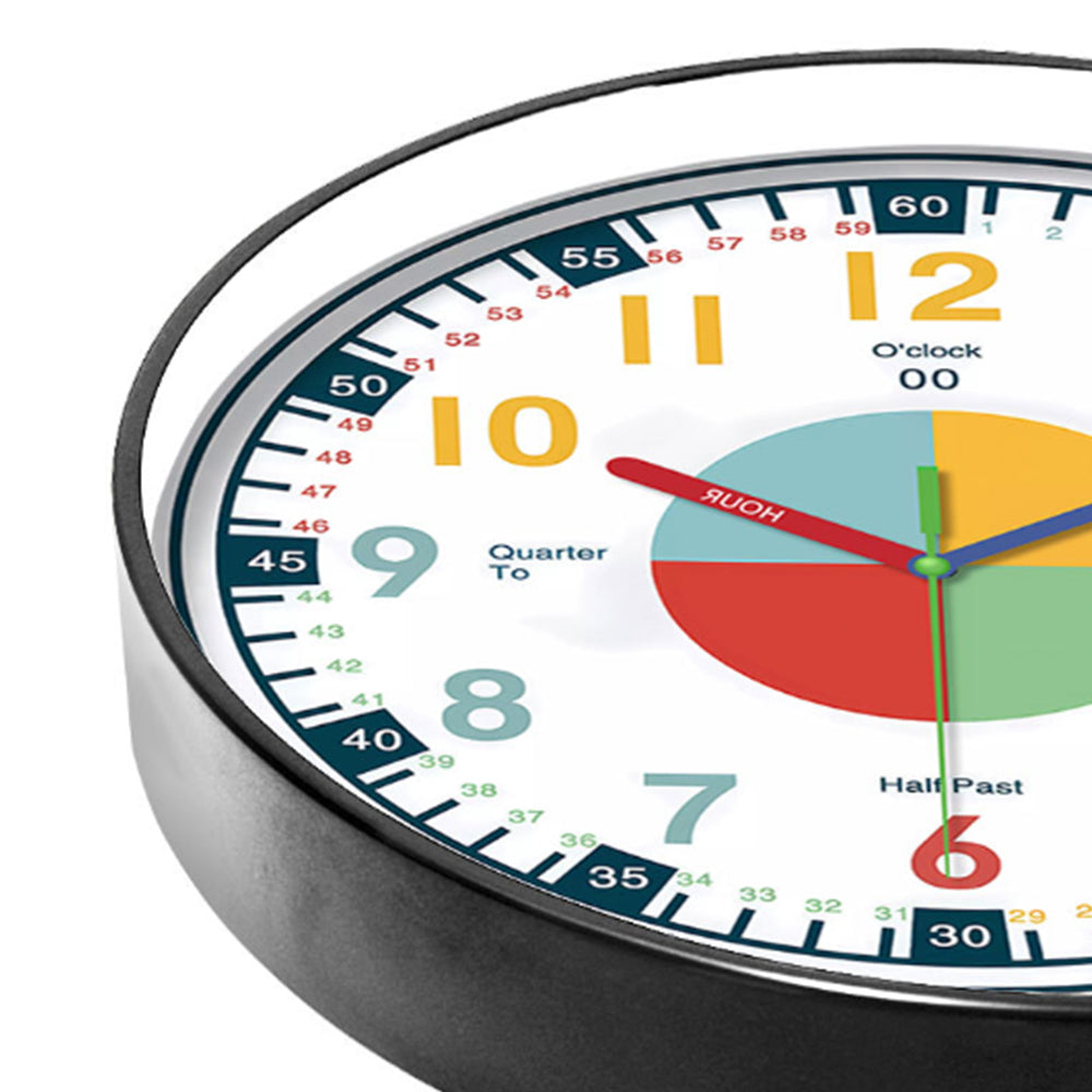 30.5CM Learning Clock for Kids Multicoloured Telling Time Teaching Clock