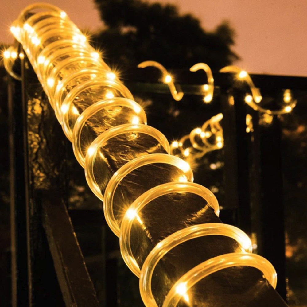 12m 100 LED Solar Rope Lights with 8 Modes for Parties and Weddings