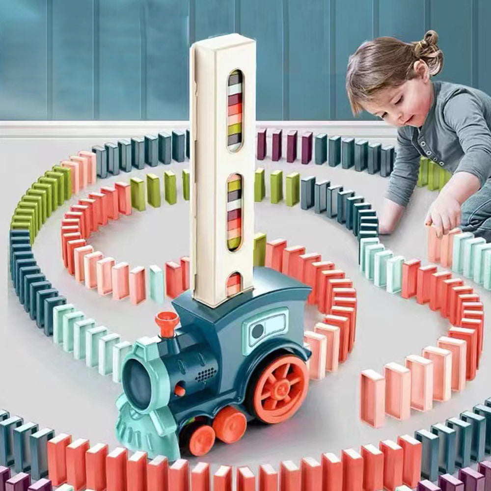 Domino Electric Train Toy Set with Sound Kids Construction Stacking Toys