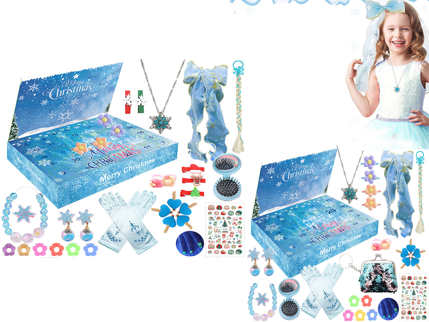 Frozen Inspired 24 Days Christmas Advent Calendar Girls Hair Accessories Jewellery
