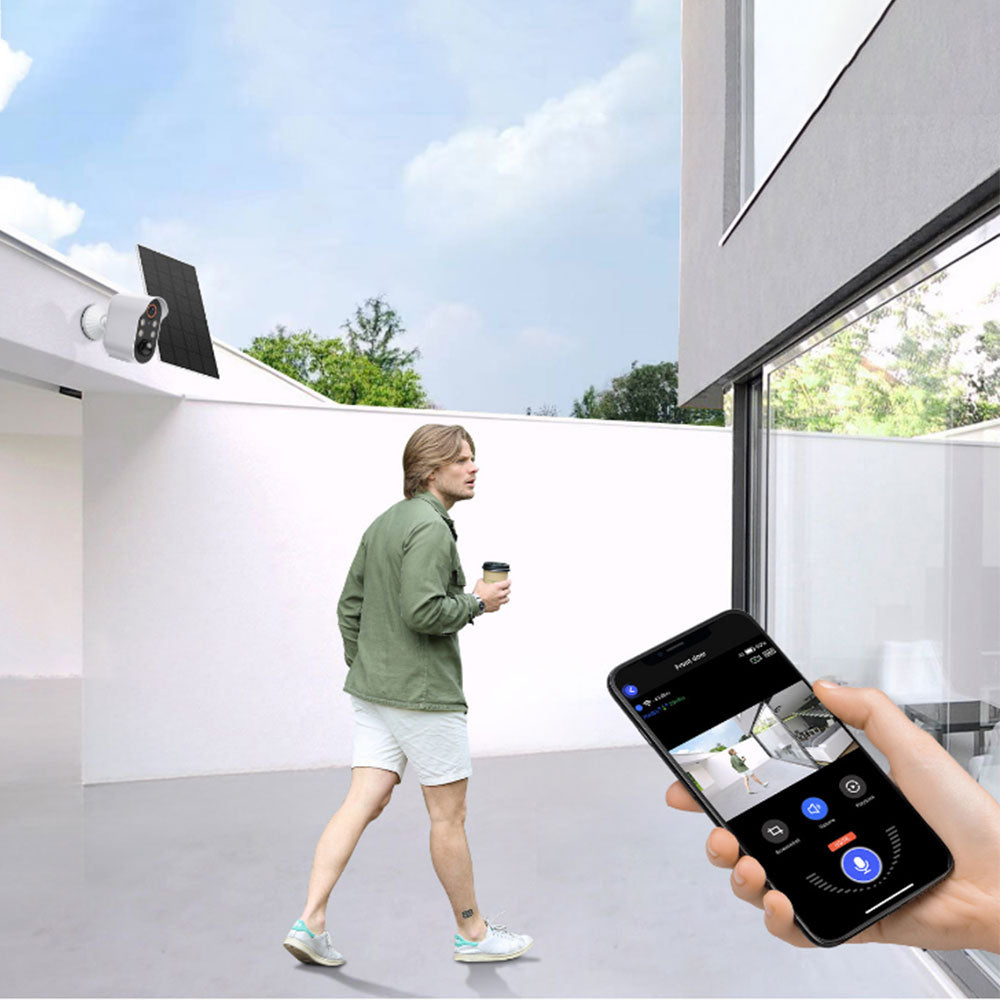 Wireless Security Camera with Solar Panel Color Night Vision for Home Security