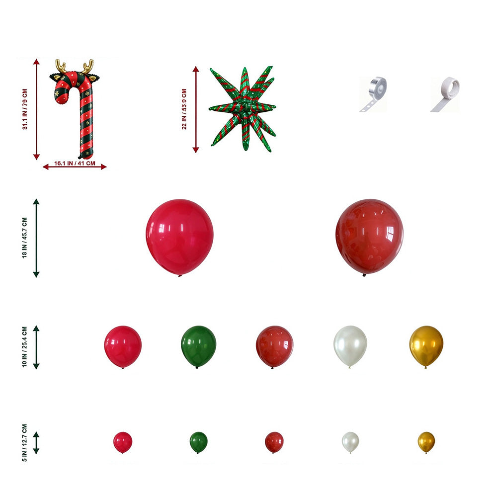 114 Pcs Christmas Balloon Arch Garland Kit with Red Green Foil Balloons