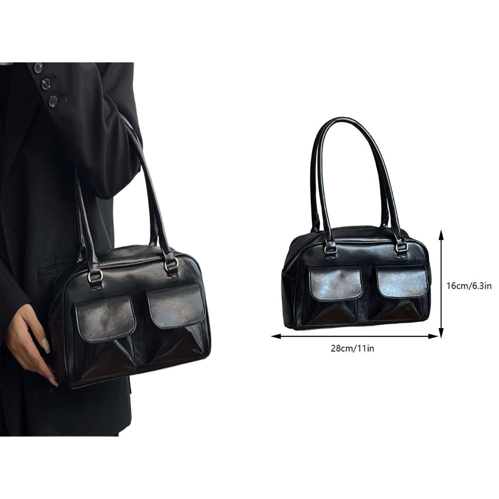 Women Pu Leather Underarm Bag Business Shoulder Bag