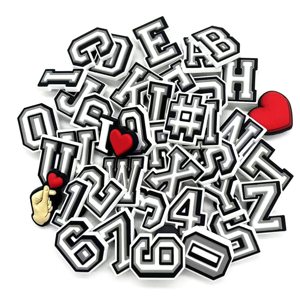 40 Piece Letter Number Heart Charms for Clog Shoes
