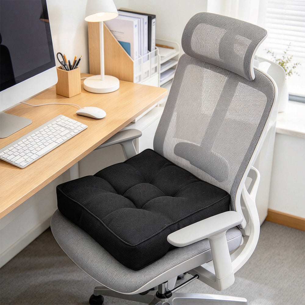 Thickened PP Cotton Padded Chair Seat Cushion with Rolled Edge-Black