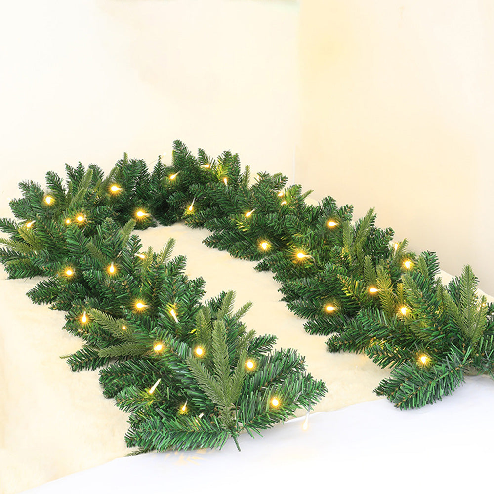Christmas Pine Garland String Light LED Lighted Garland Artificial Pine Rattan Stairs Fireplace Decor Xmas Decoration
